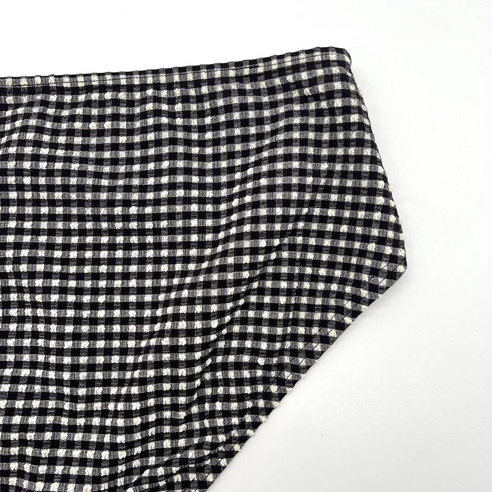 KATE SPADE High Waist Bikini Bottom Women Medium Black Gingham Seersucker Swim